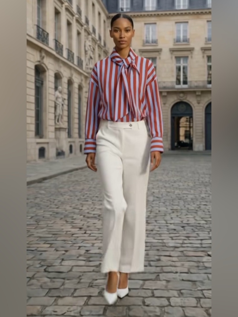 ZARA BOW NECK STRIPED SHIRT - Picture 5 of 16